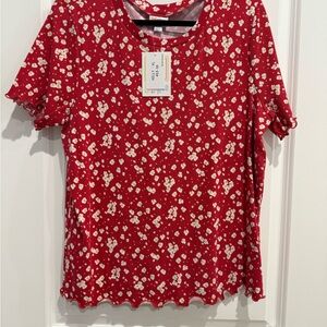 LuLaRoe Red Floral Kelly Top NEW